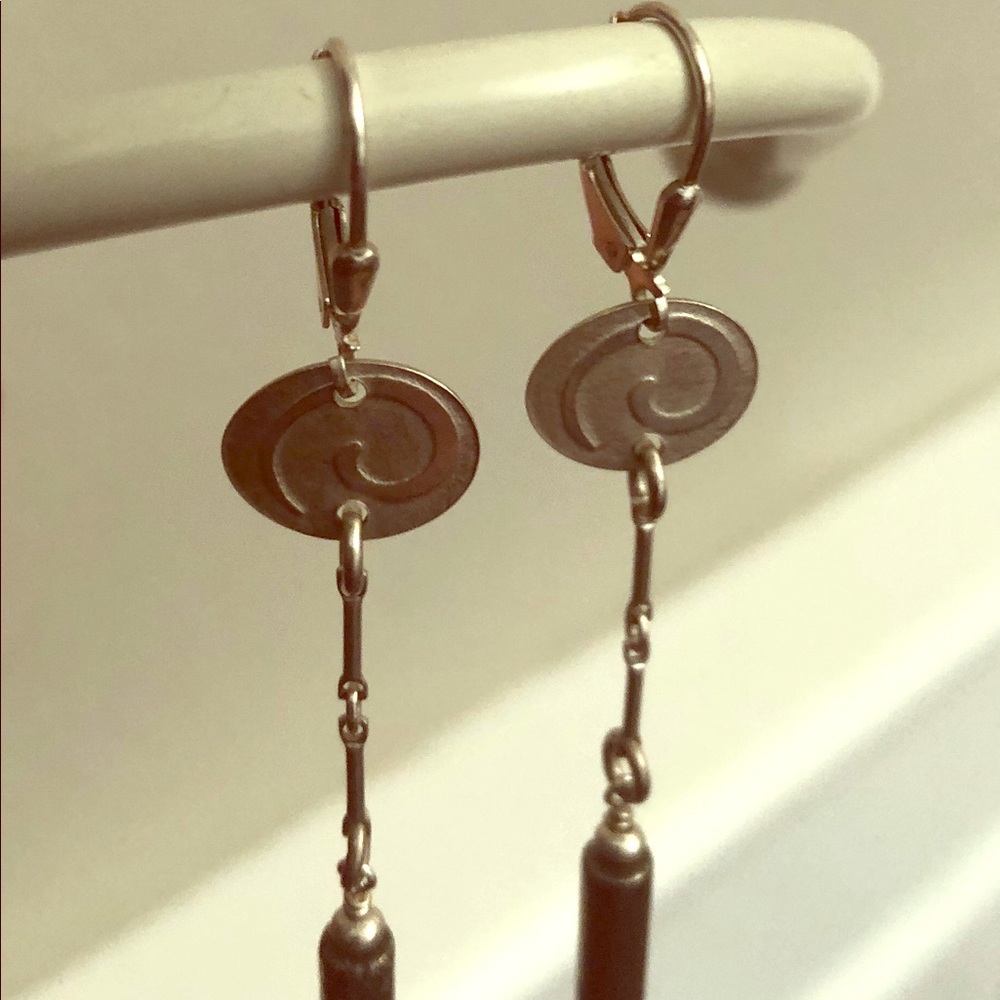 Silver Earrings-Circle Design & Agate Smoky Quartz